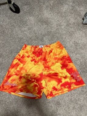 Inaka Power Yellow & Red Tie-Dye Athletic Shorts